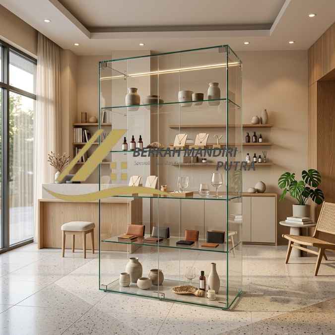 Vendor Etalase Kaca Custom Frameless Paling Dicari