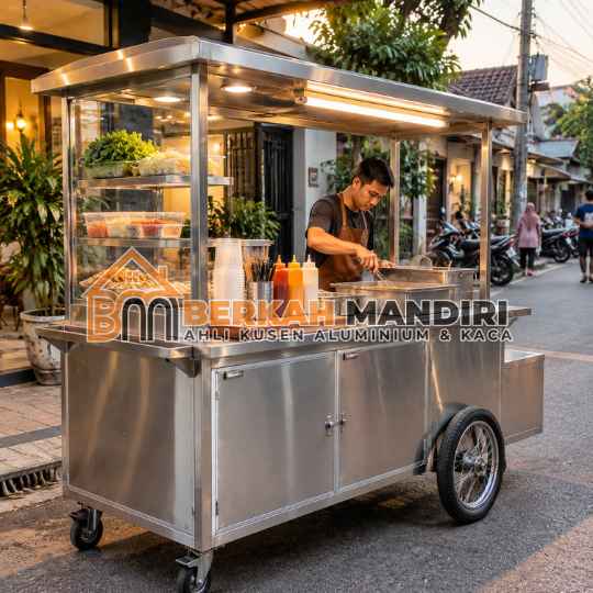 Gerobak Aluminium Custom Jualan Kekinian Anti Karat Bekasi