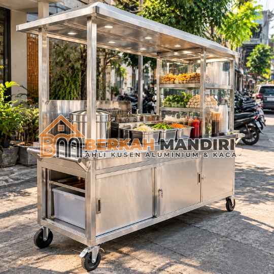 Gerobak Alumunium Dorong Jualan Pasti Laris Depok